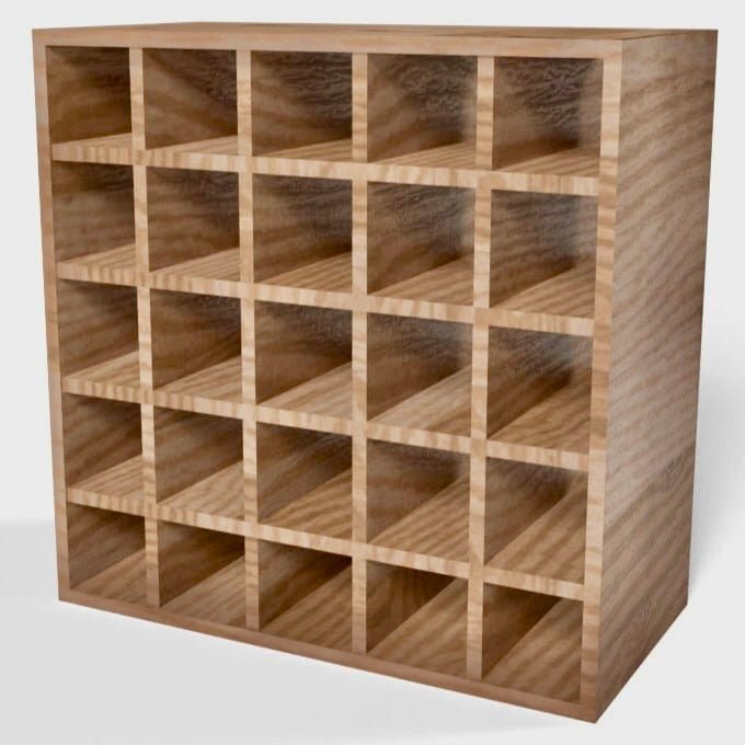 Solid Oak 25 Bottles Cube Wine Rack - Wine Rack Store