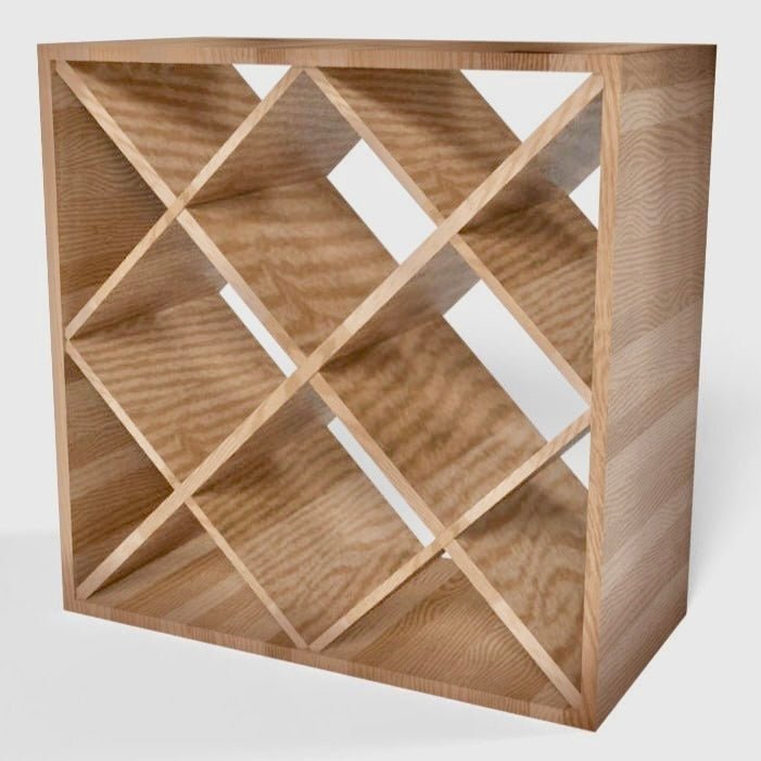 Solid Oak Diamond Cube 30 Bottles Wine Rack - Wine Rack Store