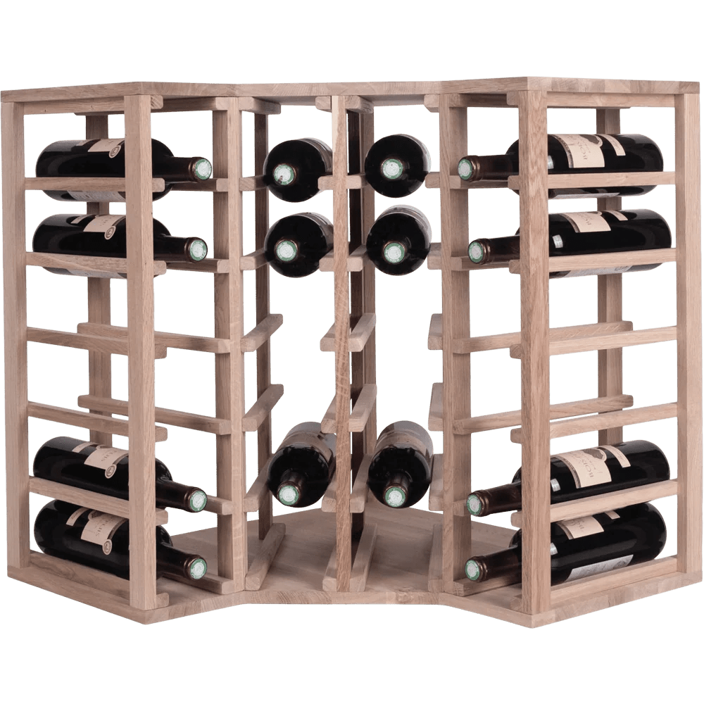 24 bottle Solid Oak Corner Wine Rack - Wine Rack Store