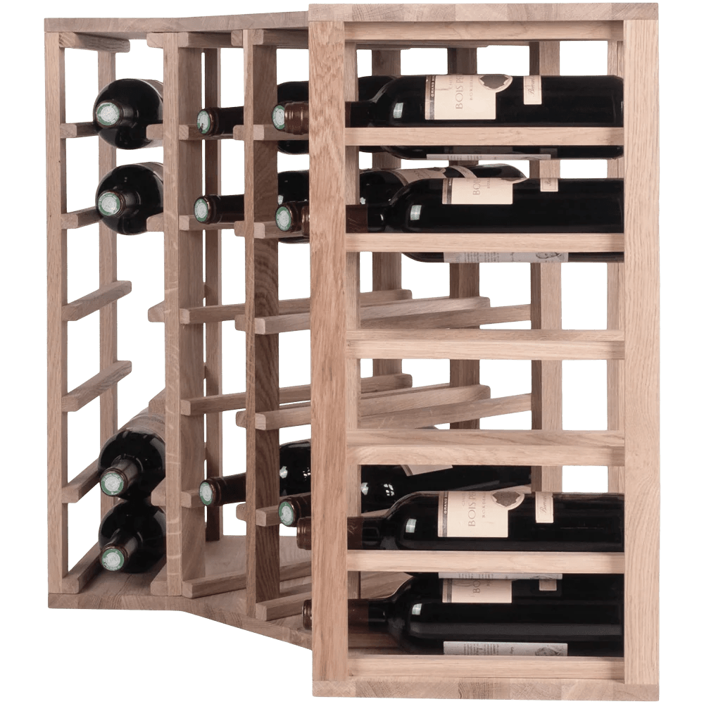 24 bottle Solid Oak Corner Wine Rack - Wine Rack Store