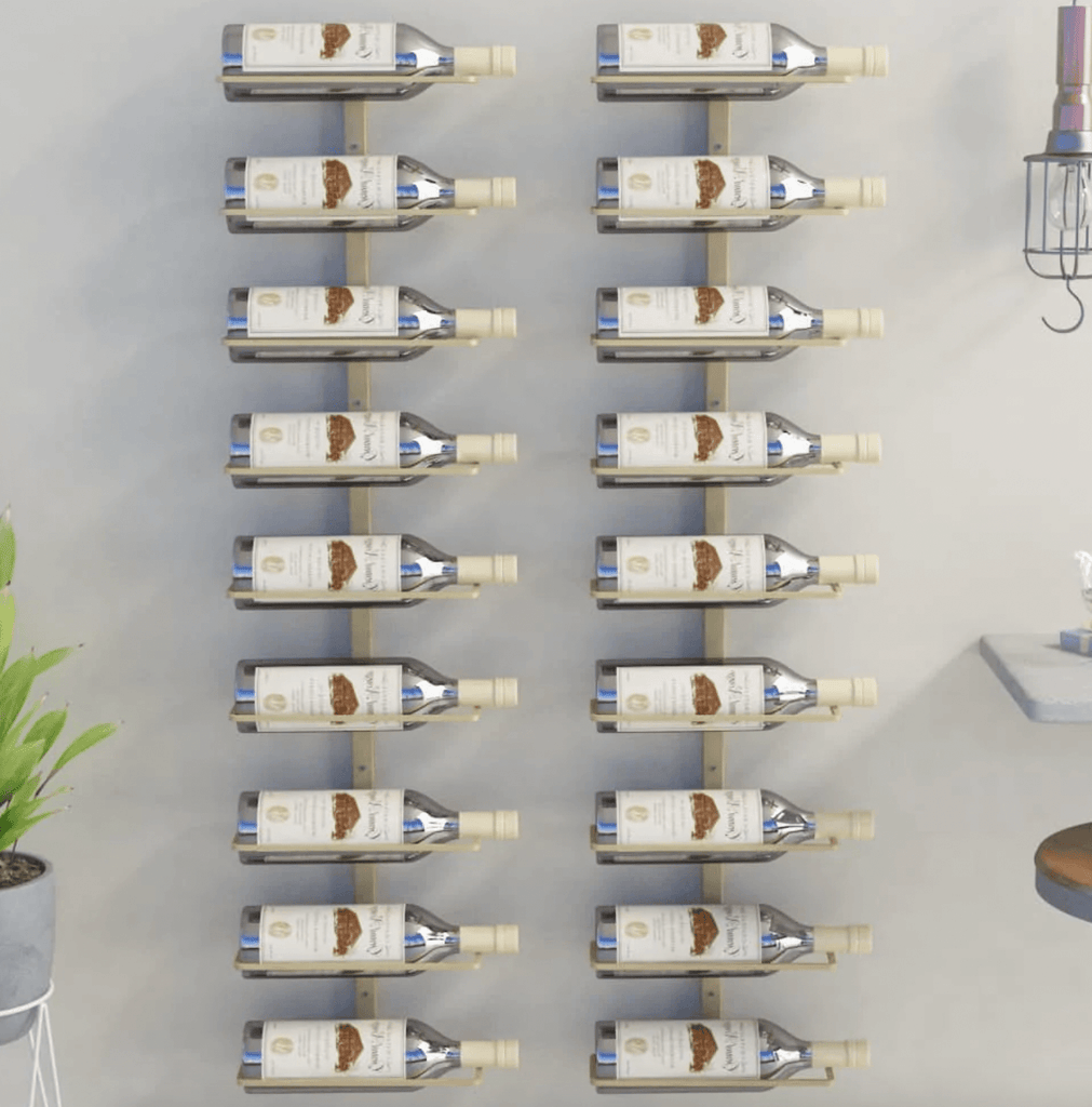 9 Bottles Wall Mounted Wine Rack | Gold | Wine Rack Store